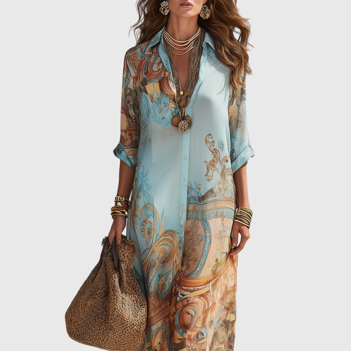 Lorna | Elegantes Maxi-Hemdkleid mit mediterranem Flair