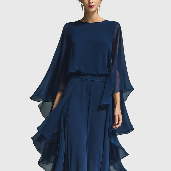 Linda | Elegantes Komplett-Outfit aus Chiffon mit Volants
