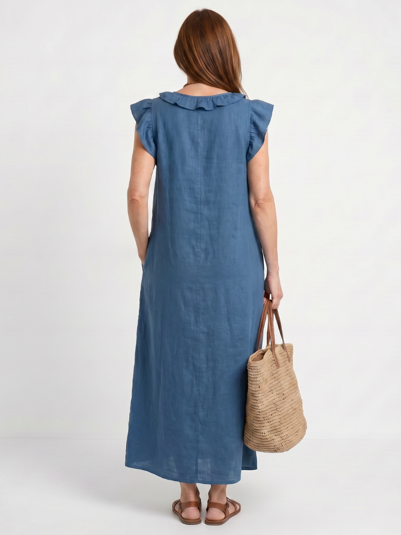 Adelaide | Ärmelloses Midi-Kleid mit Rüschensaum