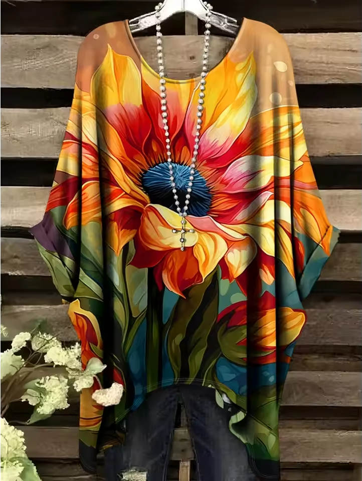 Marcelle | Vintage Bohemian Floral Print Damen T-Shirt