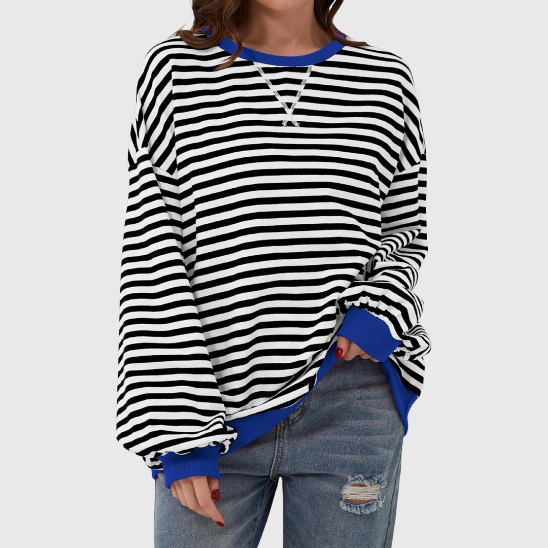 Martha | Übergrosses gestreiftes Sweatshirt in entspannter Passform aus weichem Strick