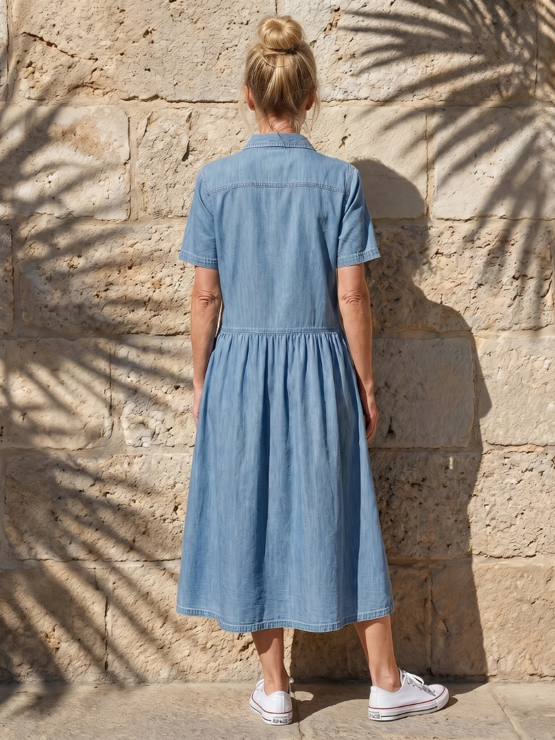 Genf | Kleid mit gerafftem Taillenkragen und Midi-Länge