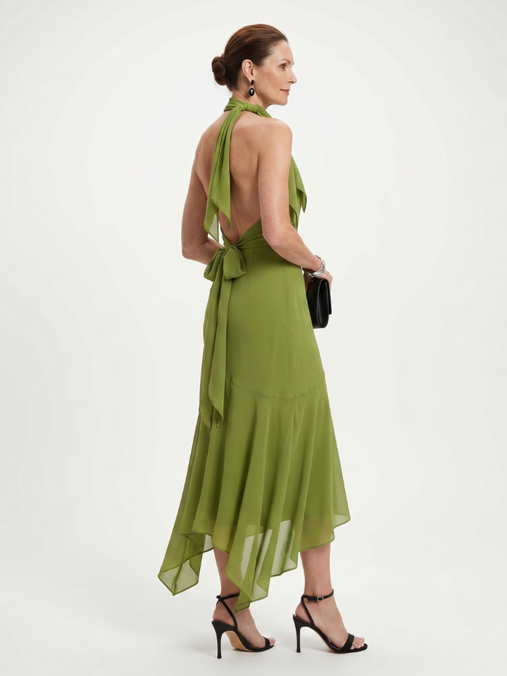 Winifred | Drapiertes Halter-Keyhole-Midikleid
