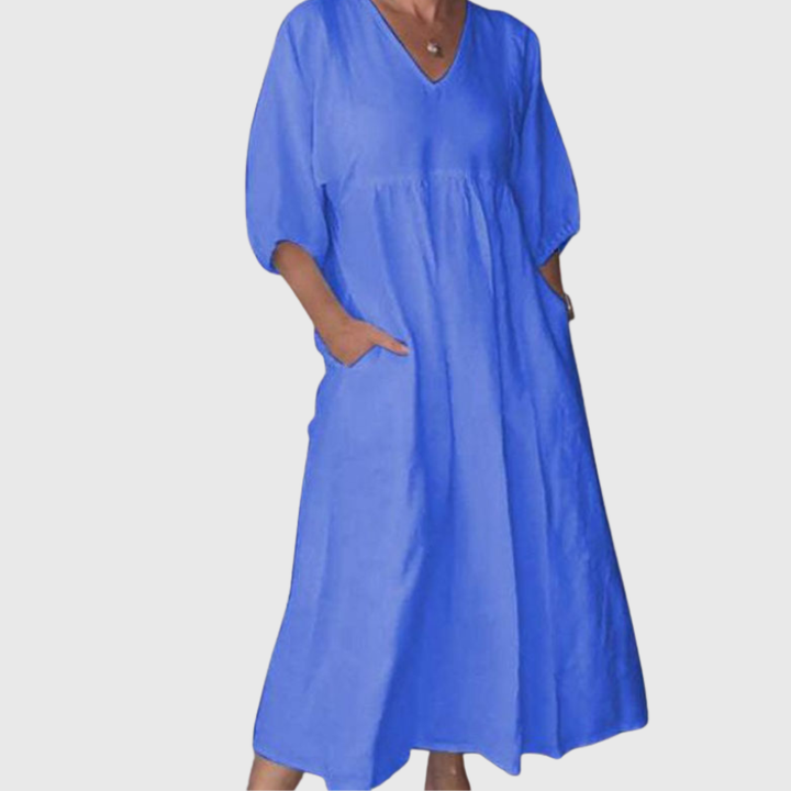 Zandrea | Lockeres Midi-Kleid mit V-Ausschnitt