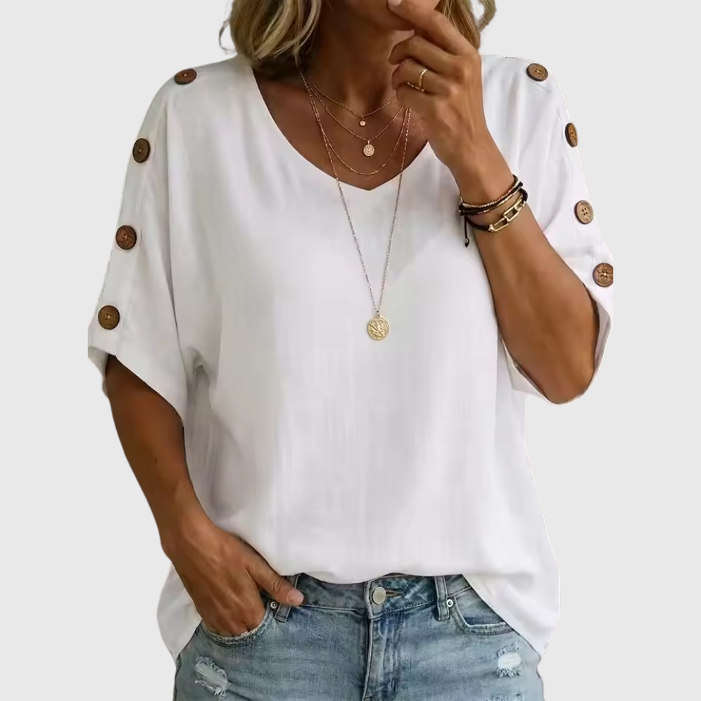 Bellie | Lockeres Wohlfühl-Shirt mit Knopfleiste