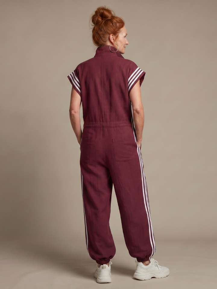 Lark | Jumpsuit mit Reissverschluss und Streifenpanel