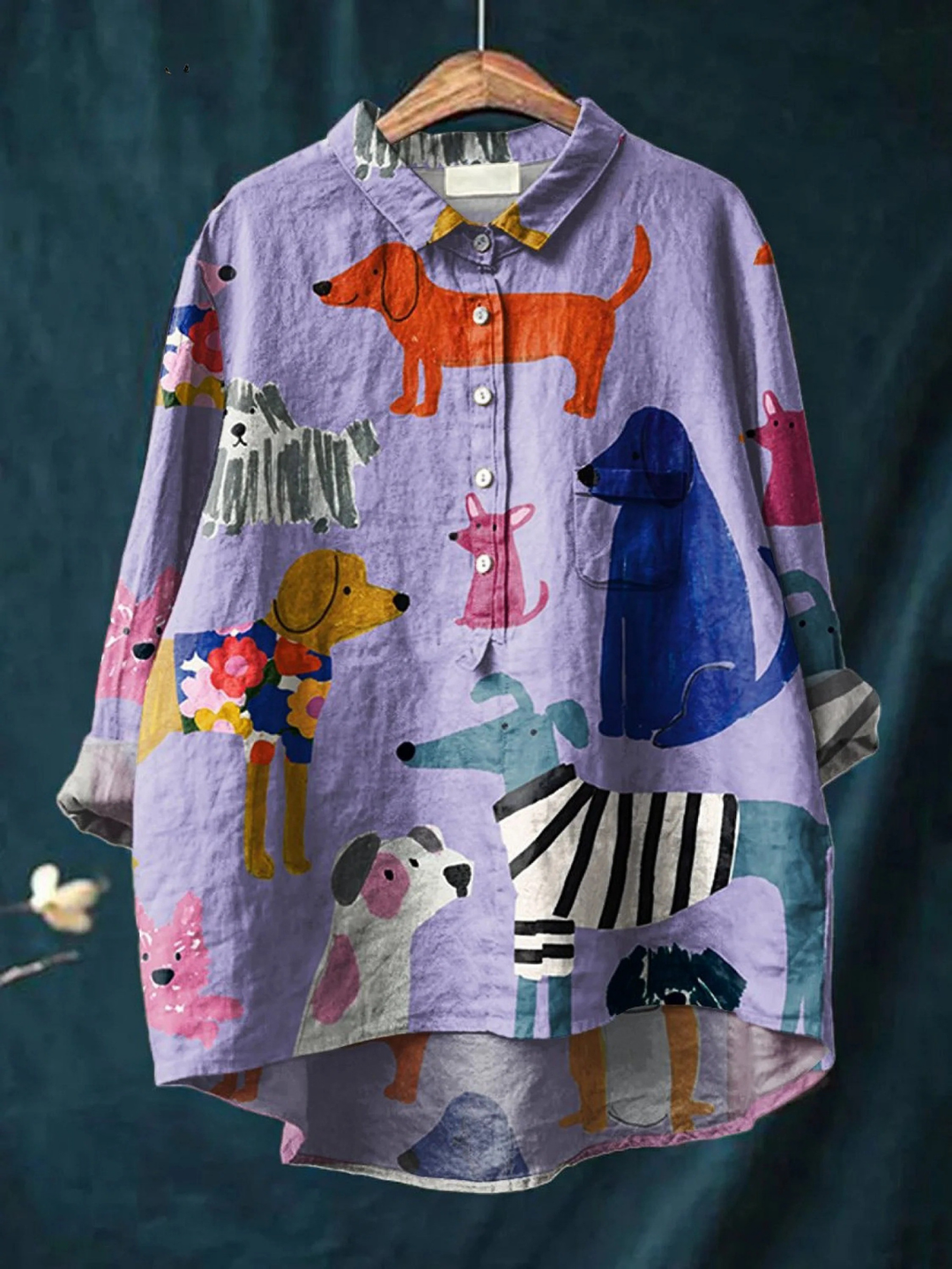 Coralie | Damen Hund Kunst Druck Freizeit Shirt