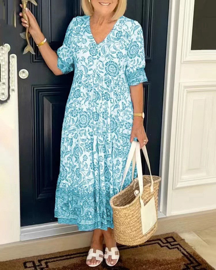 Keisha | Florales Kleid mit V-Ausschnitt