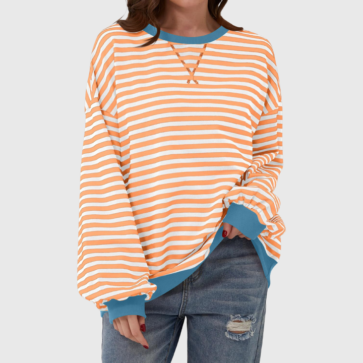 Martha | Übergrosses gestreiftes Sweatshirt in entspannter Passform aus weichem Strick