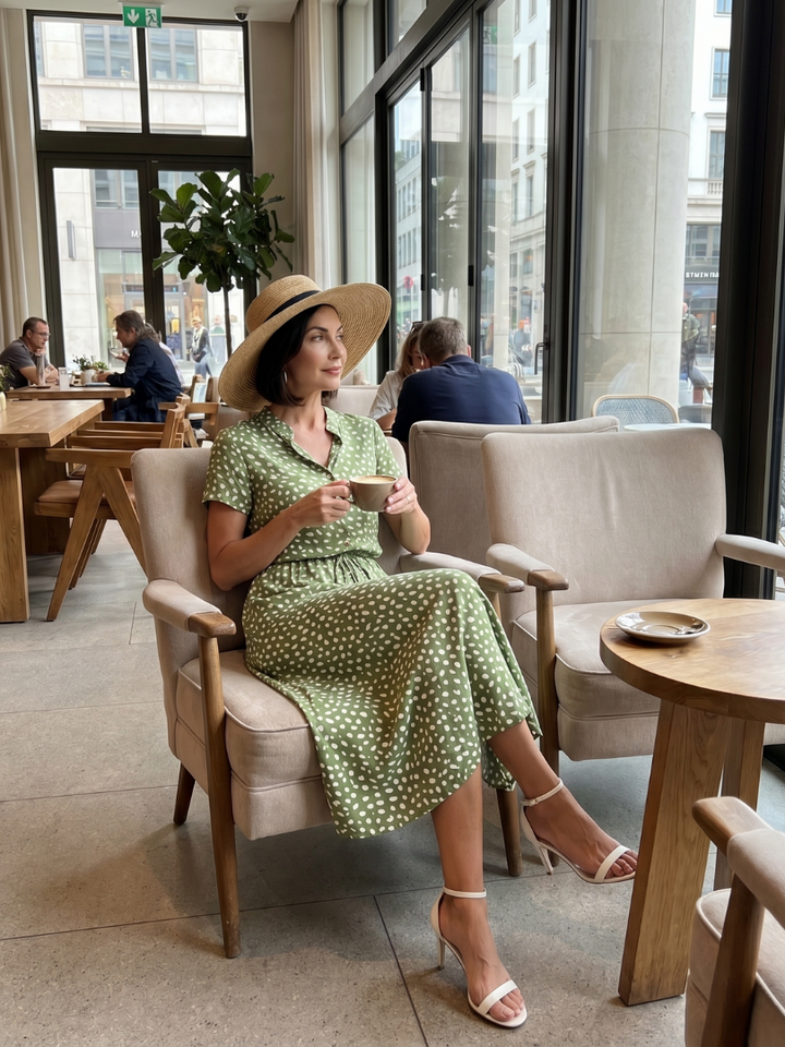 Belladonna | Bedrucktes Midi-Kleid mit Knopfleiste und Gürtel