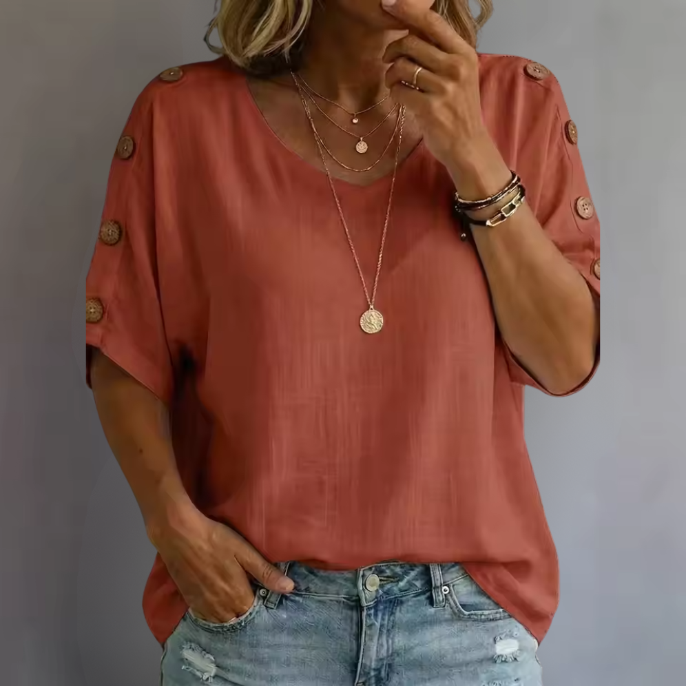 Bellie | Lockeres Wohlfühl-Shirt mit Knopfleiste