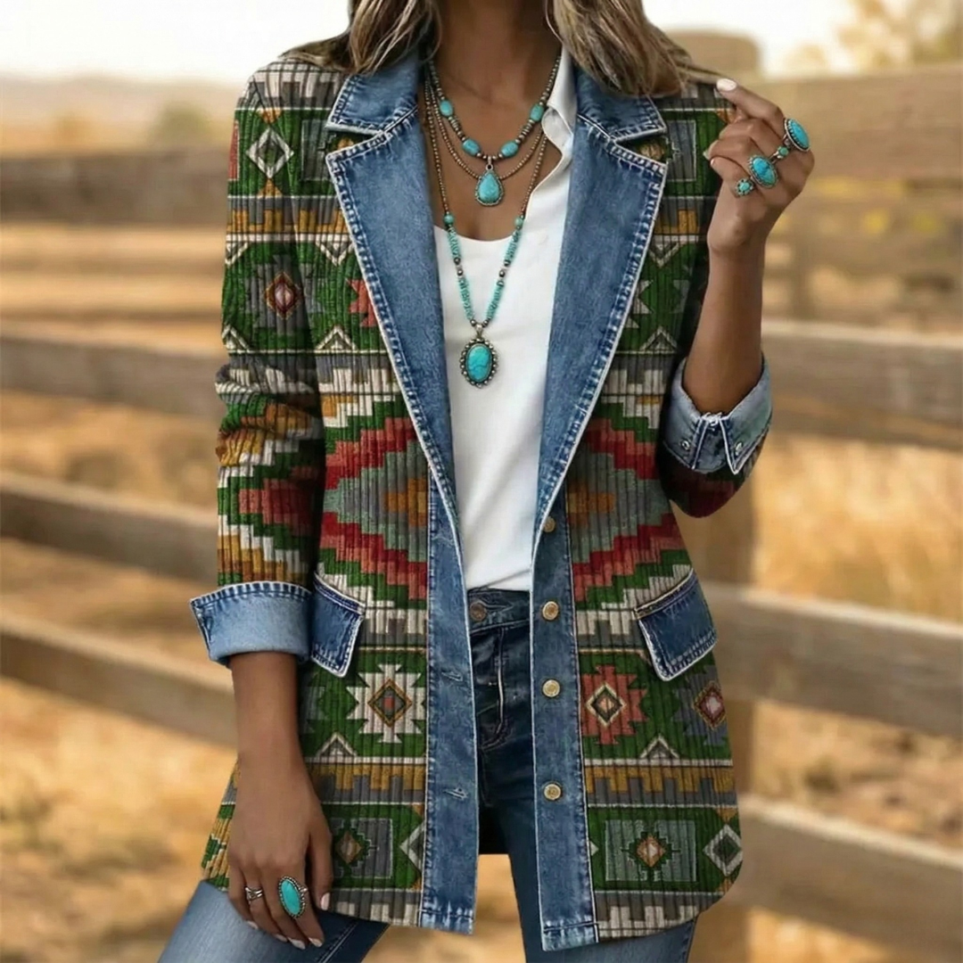 Dakota | Western Denim Aztec Jacke