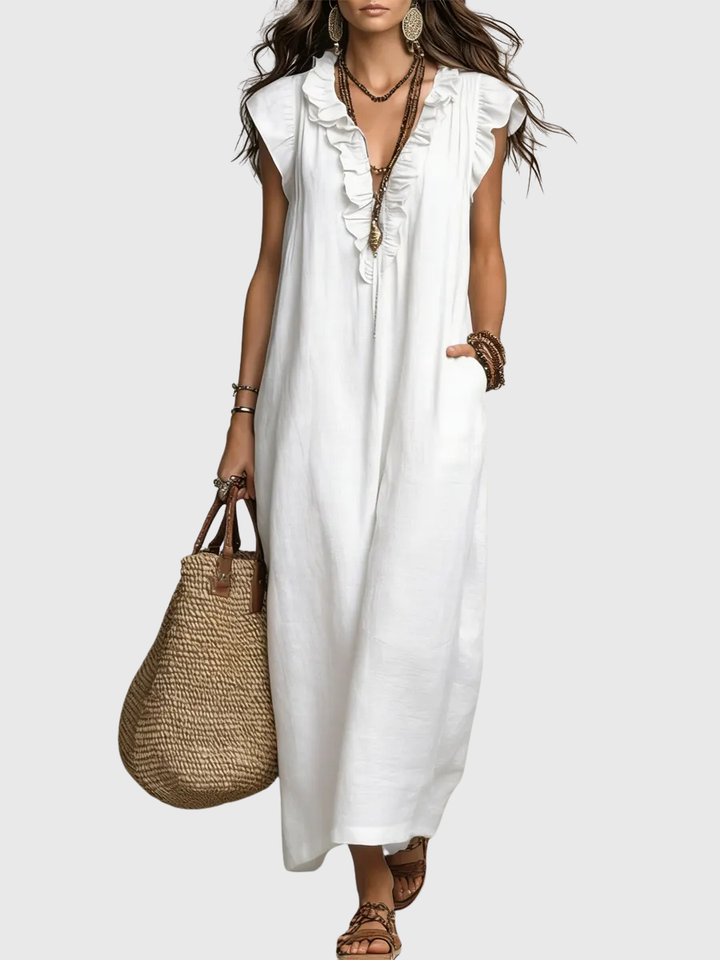 Maeve | Langes Kleid im Boho-Stil aus Leinen und Baumwolle