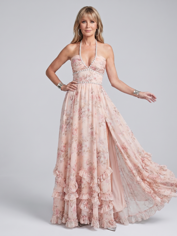 Alessia | Maxikleid mit Blumenmuster und Halterneck