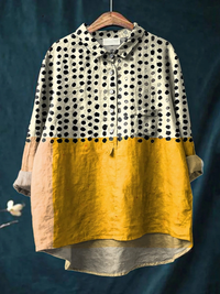 Alessia | Damen Hemd mit gelben Farbblock-Dots-Print