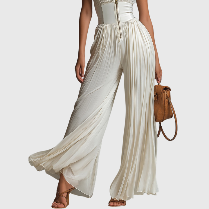Sofia | Jumpsuit Weisser Faltenchiffon