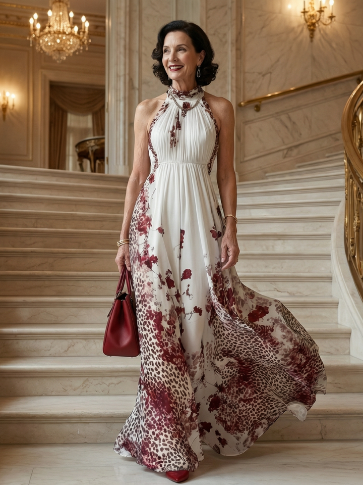 Orlune | Faltendes Weisses Maxikleid