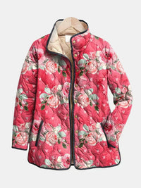 Freya | Charmante pinke Blumenmuster gesteppte Jacke