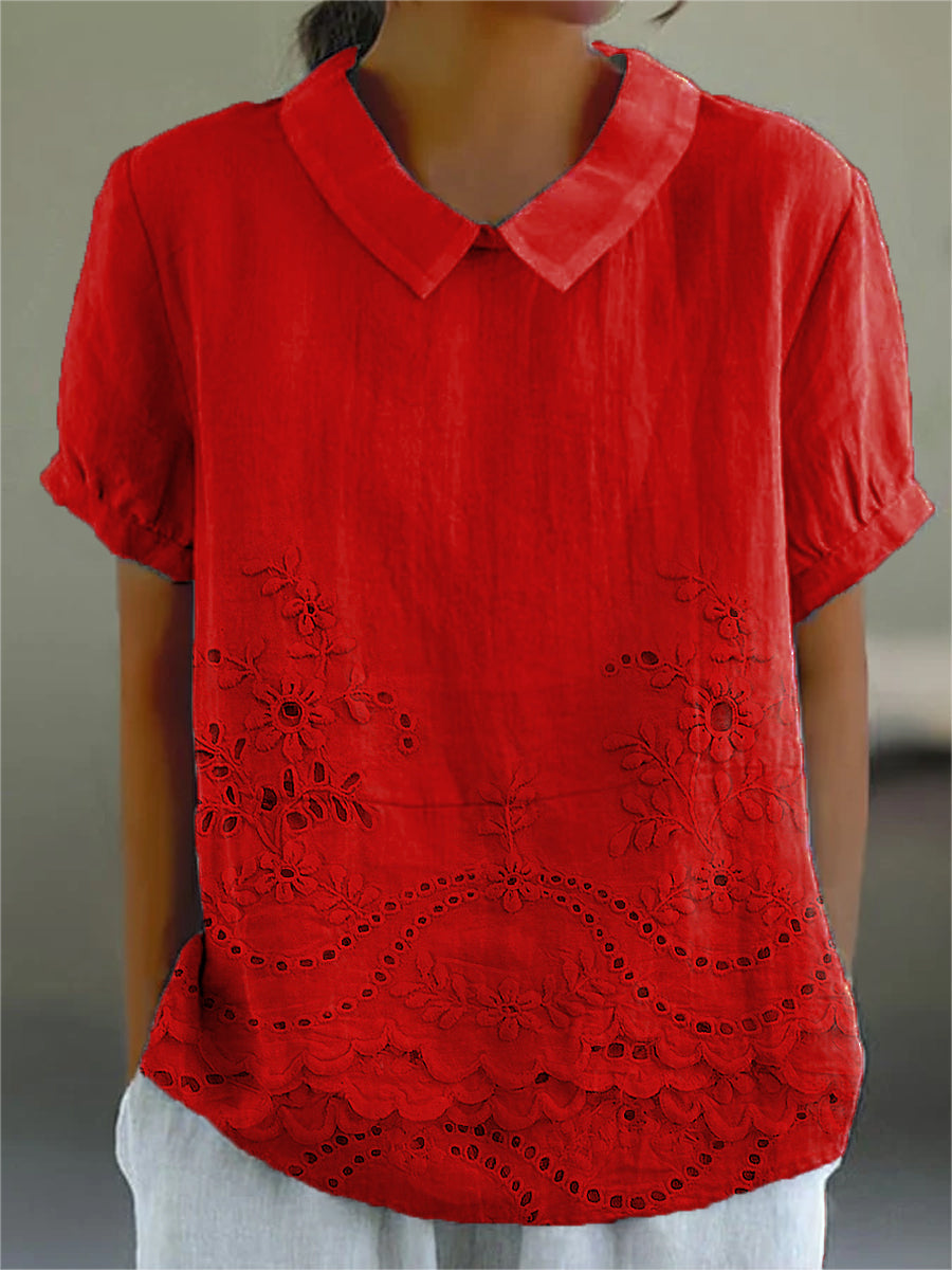 Lily | Floral Besticktes Shirt