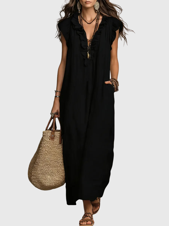 Maeve | Langes Kleid im Boho-Stil aus Leinen und Baumwolle
