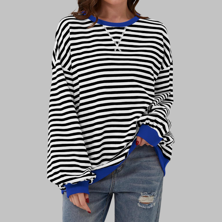 Martha | Übergrosses gestreiftes Sweatshirt in entspannter Passform aus weichem Strick
