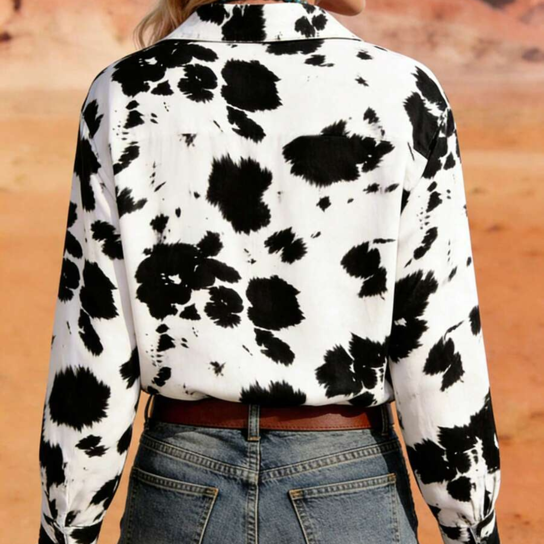 Olivia | Western Kuhdruck Button-Up Bluse