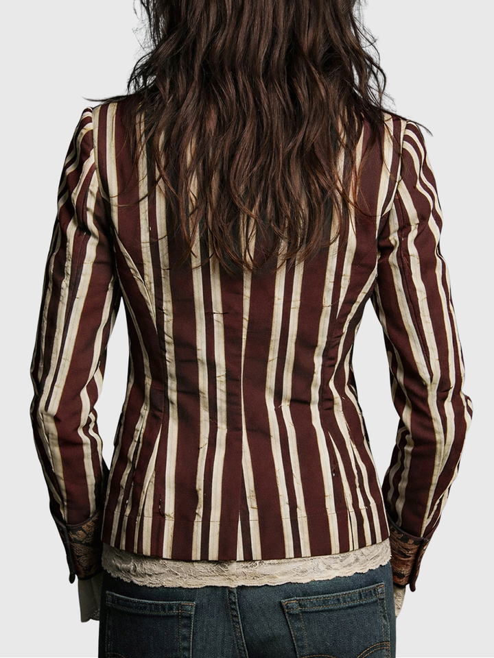 Cindy | Boho Blazer mit floralen Details und Streifen