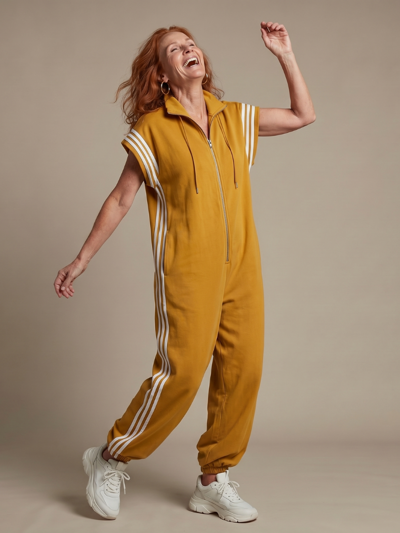 Lark | Jumpsuit mit Reissverschluss und Streifenpanel