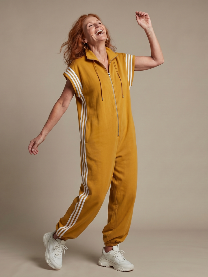 Lark | Jumpsuit mit Reissverschluss und Streifenpanel