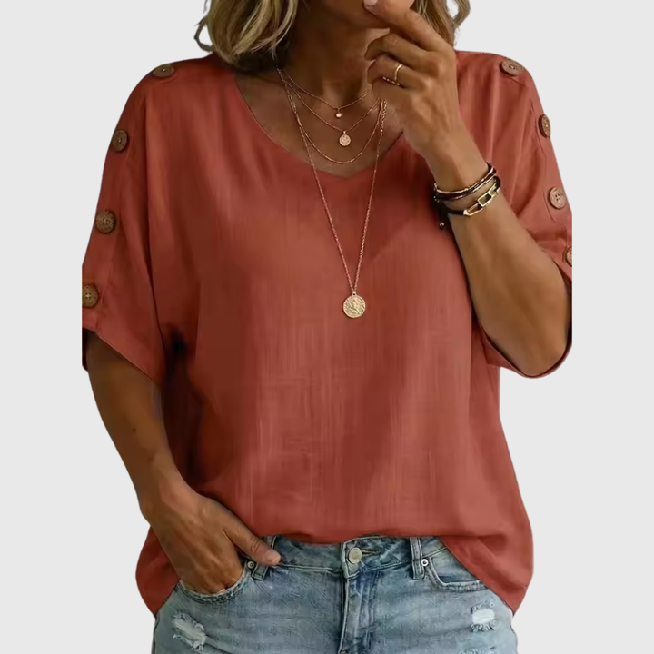 Bellie | Lockeres Wohlfühl-Shirt mit Knopfleiste
