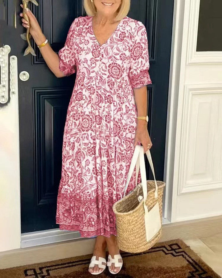Keisha | Florales Kleid mit V-Ausschnitt