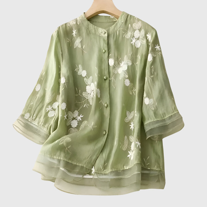 Edena | Elegantes Top mit Bestickten Blumen