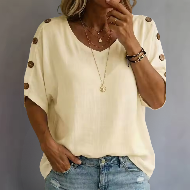 Bellie | Lockeres Wohlfühl-Shirt mit Knopfleiste