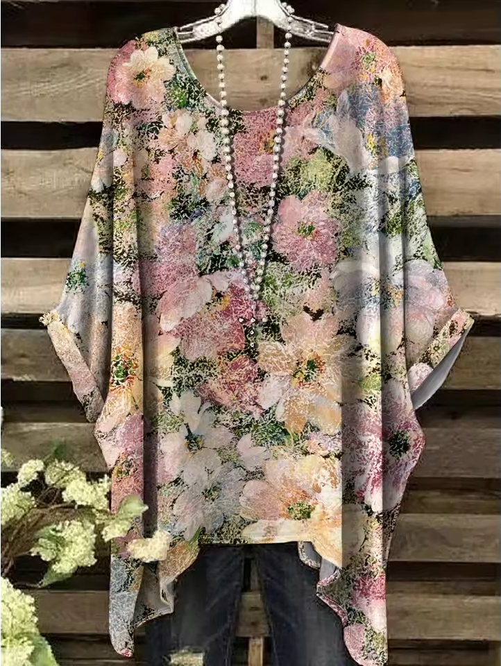 Arielle | Vintage Bohemian Floral Print Damen T-Shirt