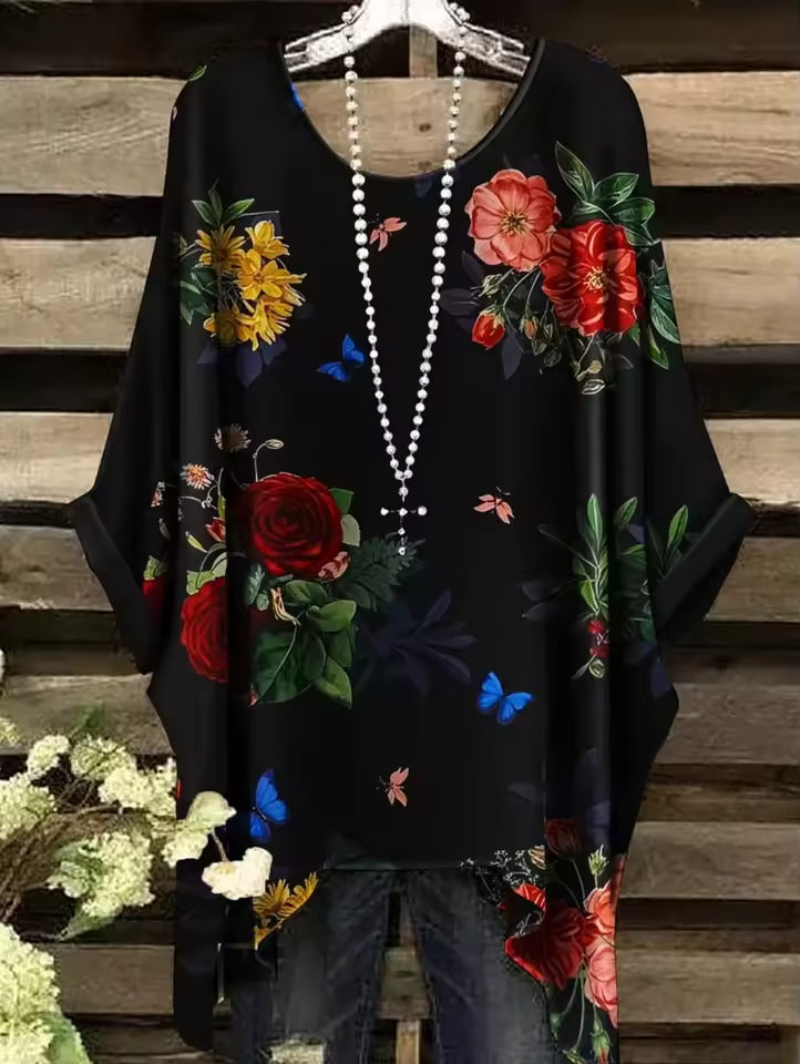 Althea | Vintage Bohemian Blumenmuster Damen T-Shirt