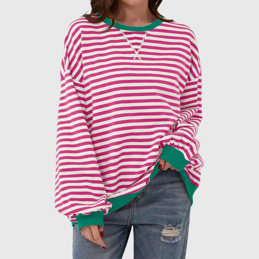 Martha | Übergrosses gestreiftes Sweatshirt in entspannter Passform aus weichem Strick