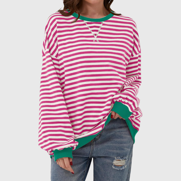 Martha | Übergrosses gestreiftes Sweatshirt in entspannter Passform aus weichem Strick