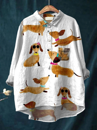 Allyson | Süsses Hund Dackel Kunstdruck Freizeitshirt