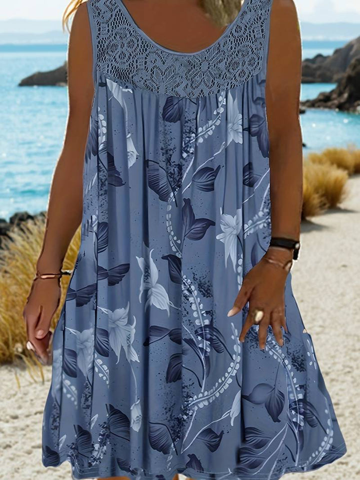 Zyra | Lockeres ärmelloses Midikleid mit Rundhalsausschnitt