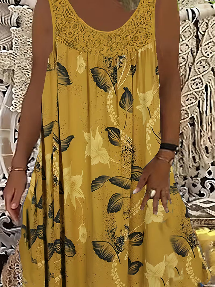 Zyra | Lockeres ärmelloses Midikleid mit Rundhalsausschnitt