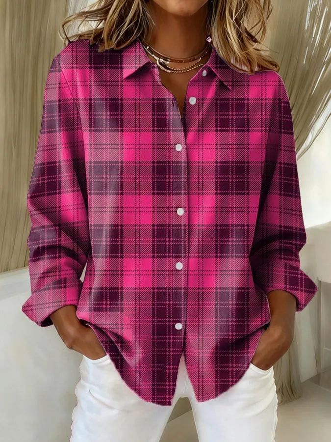 Adeline | Damen Freizeit Retro Karobluse