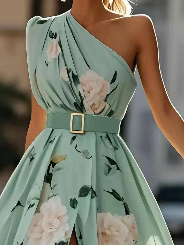 Julie | Florales One-Shoulder Maxikleid aus Chiffon