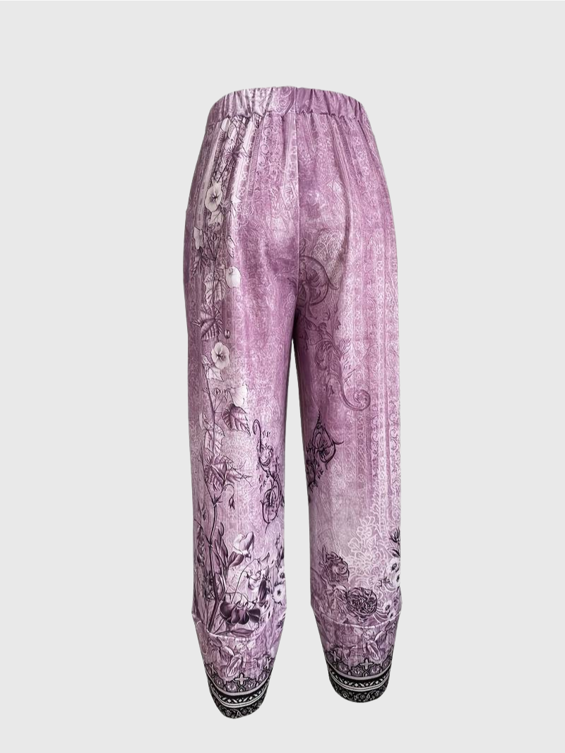 Natasha | Vintage Blumen Capri Hose mit elastischem Bund