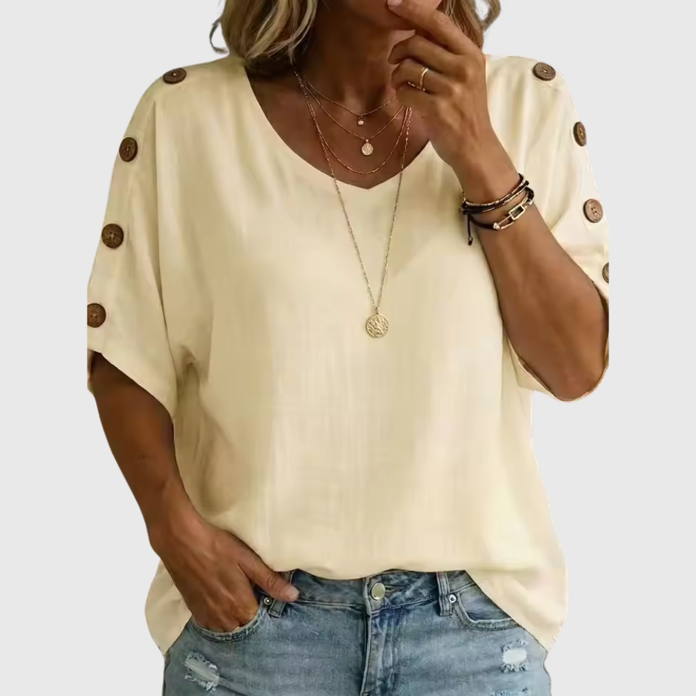 Bellie | Lockeres Wohlfühl-Shirt mit Knopfleiste