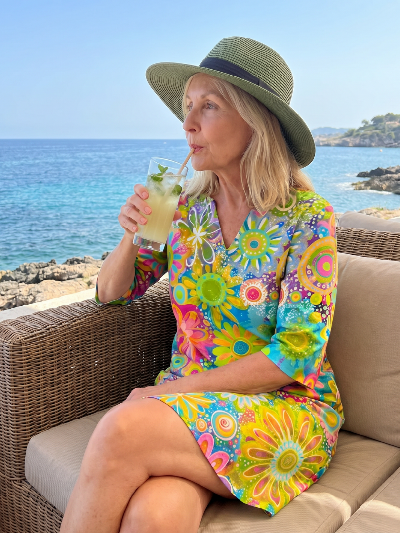 Zephyr | Knielanges Kleid mit mehrfarbigem Blumenmuster