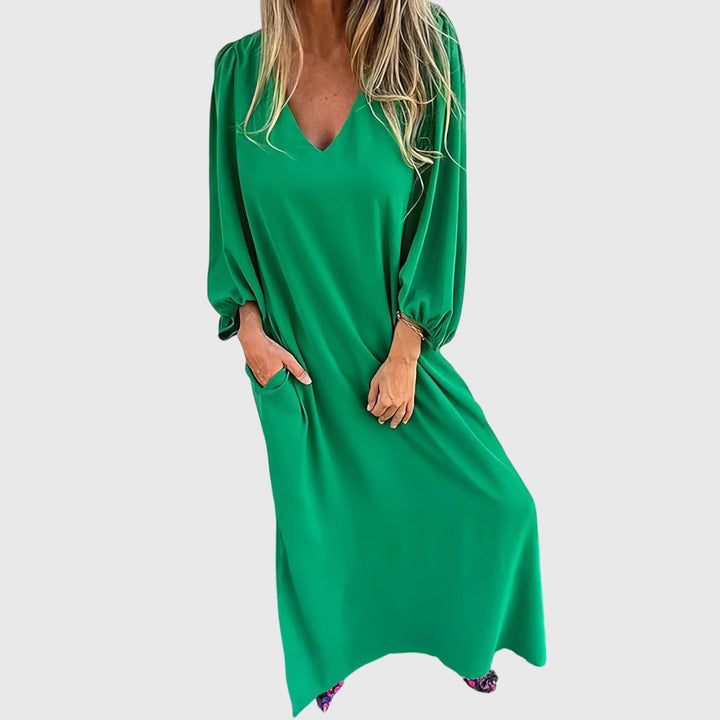 Erika | Langes Boho-Kleid mit Taschen