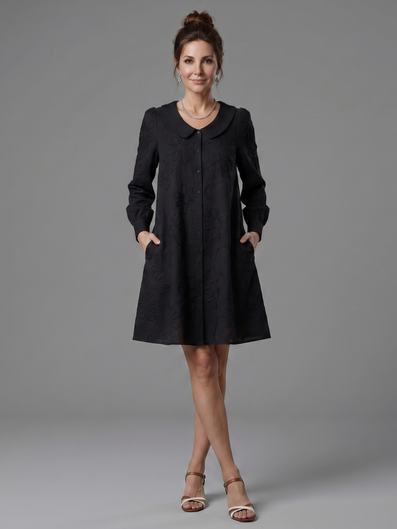 Opal | Kleid mit Knopfleiste und Kragen in knielanger Länge