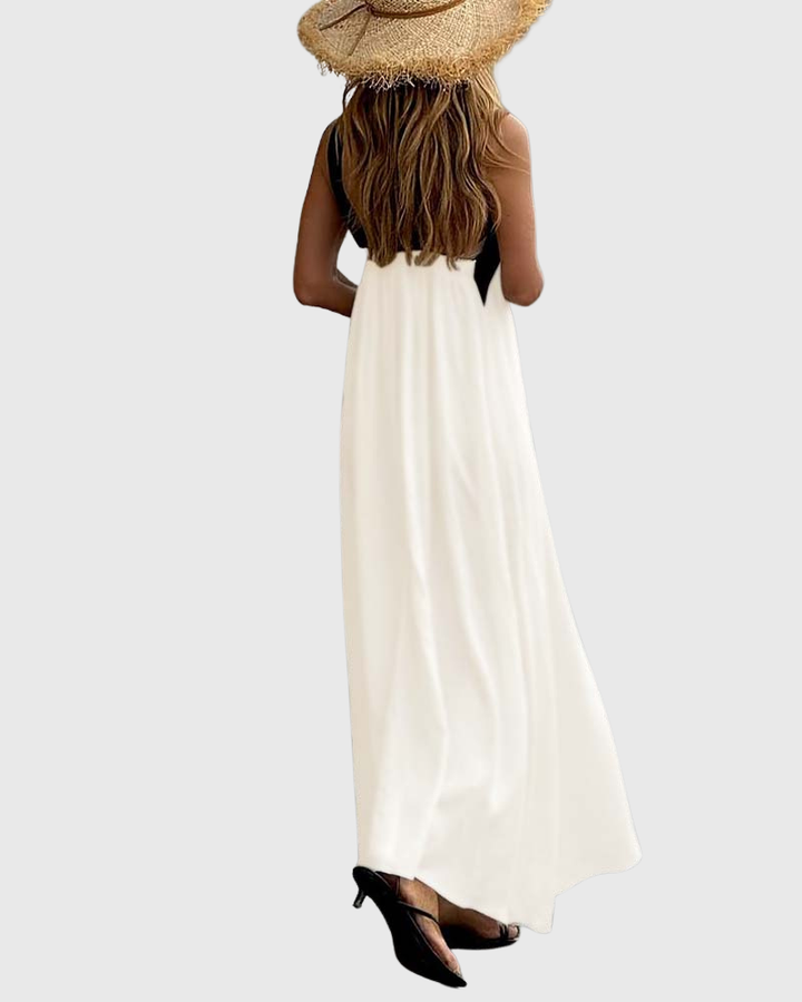 Cassy | Elegantes Crossover Halter Maxikleid Leichtes Schwarz