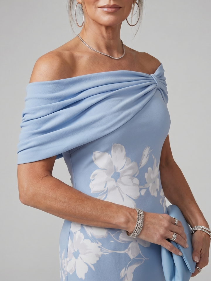 Cosma | Off-Shoulder Midi-Kleid mit Drapierung
