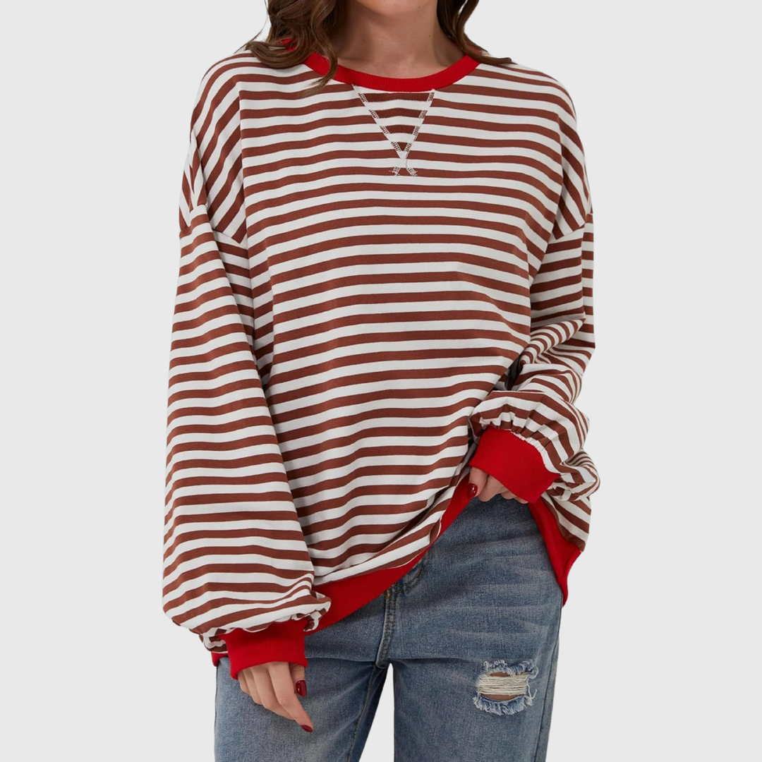 Martha | Übergrosses gestreiftes Sweatshirt in entspannter Passform aus weichem Strick